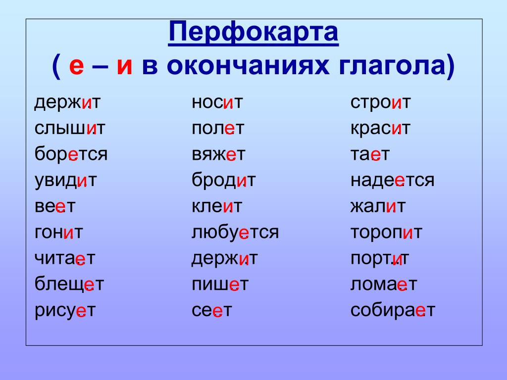 По окончании или по окончанию. Слова с окончаниями глаголов. Перфокарта глаголы. Перфокарта по русскому языку. Перфокарты на уроках в начальной школе.