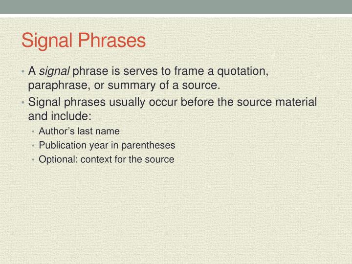 signal phrase