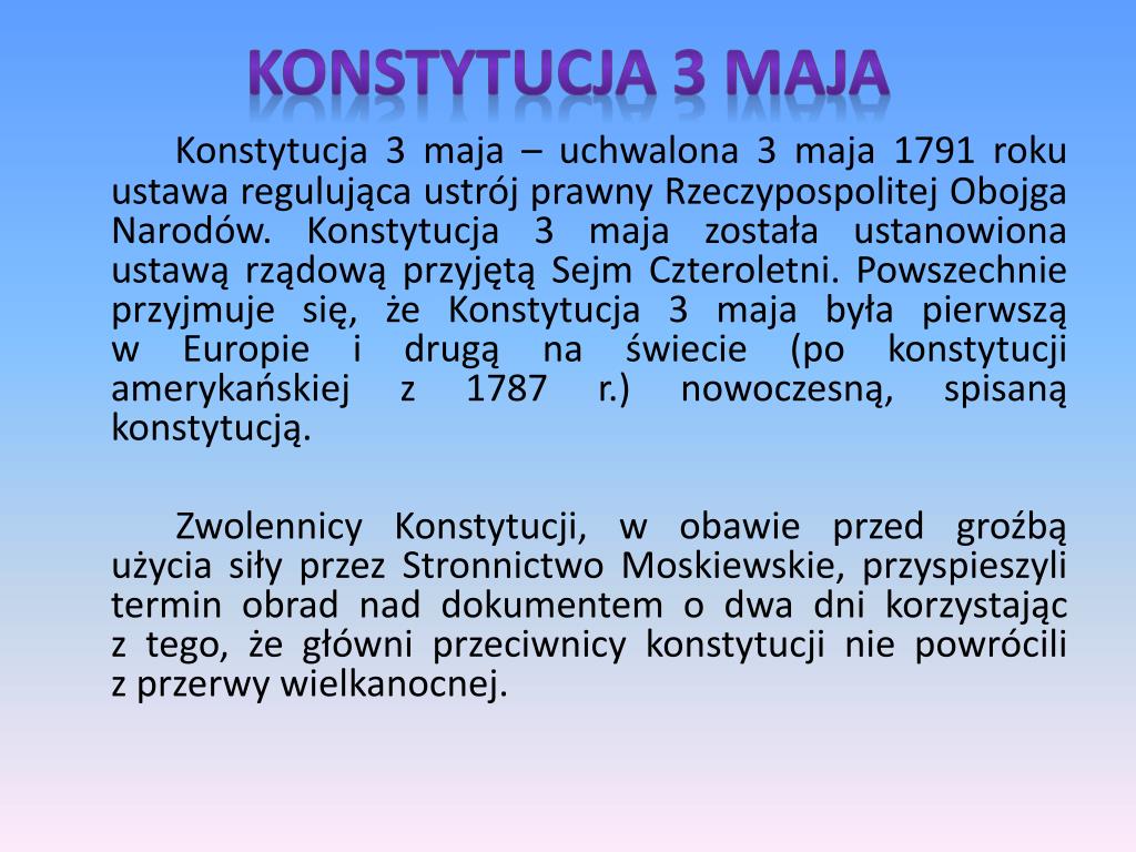 Jaki Ustrój Wprowadziła Konstytucja 3 Maja PPT - Sejm Wielki i Konstytucja 3 Maja PowerPoint Presentation, free