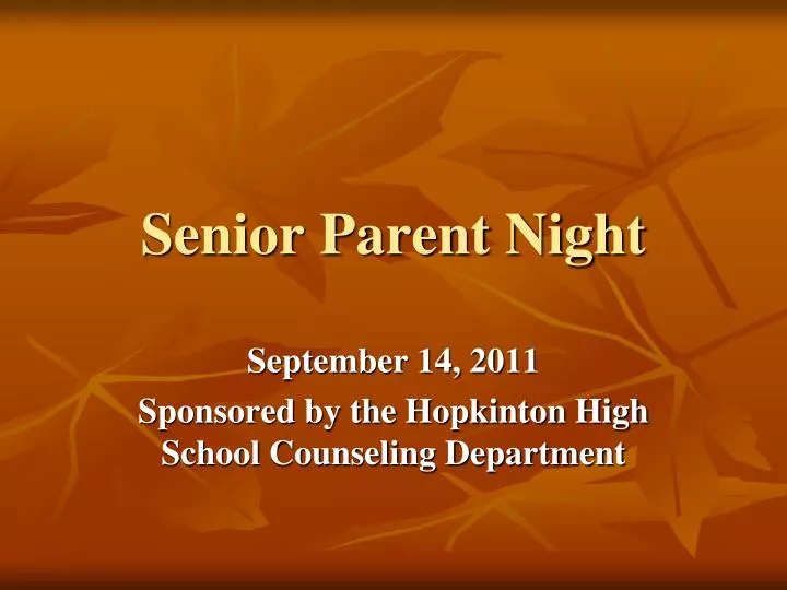 senior parent night presentation