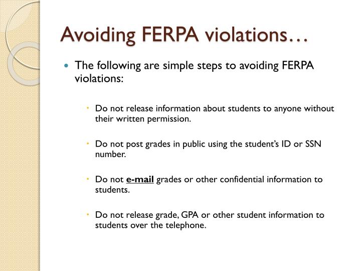 PPT The Family Educational Rights & Privacy Act (FERPA) PowerPoint
