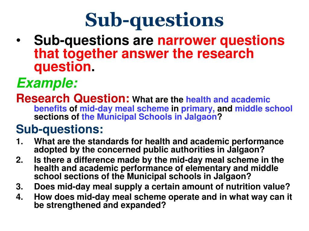 main research question and subquestions