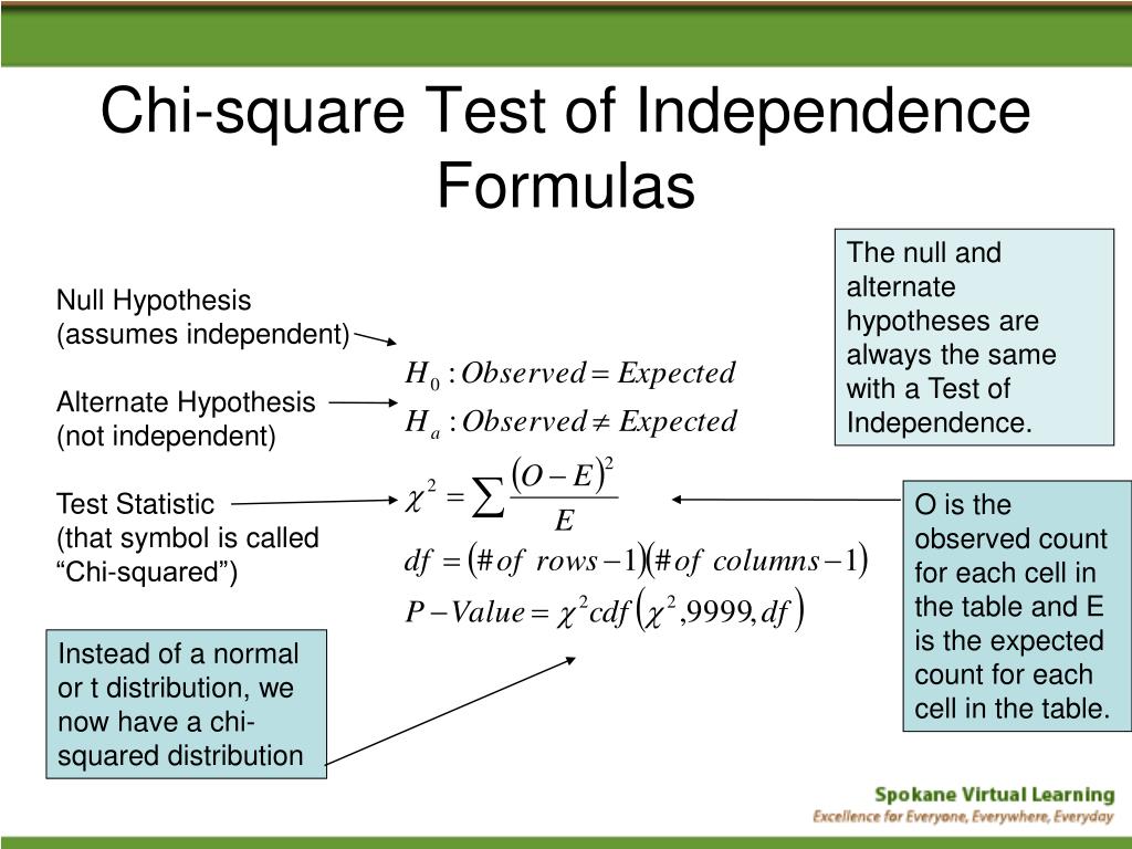 null hypothesis chi square test of independence