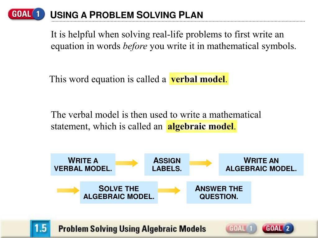 PPT - This word equation is called a verbal model . PowerPoint
