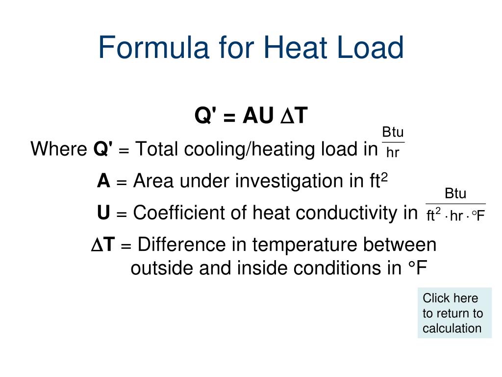 Heat Load Calculation Chart