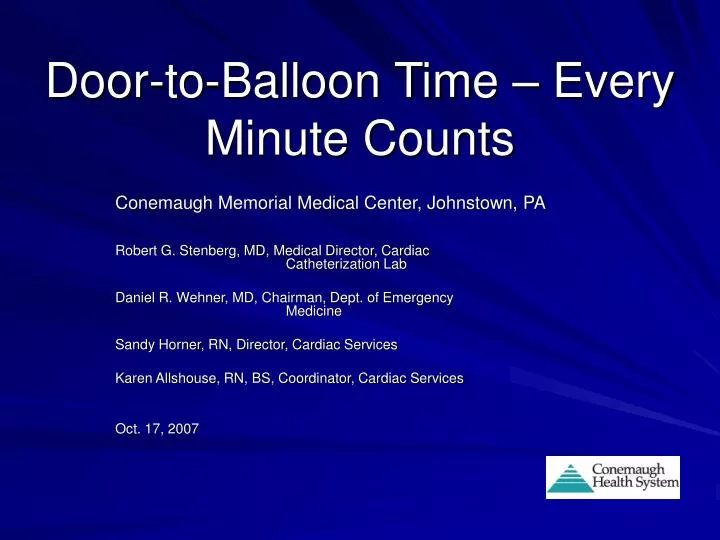 Ppt Door To Balloon Time Every Minute Counts Powerpoint