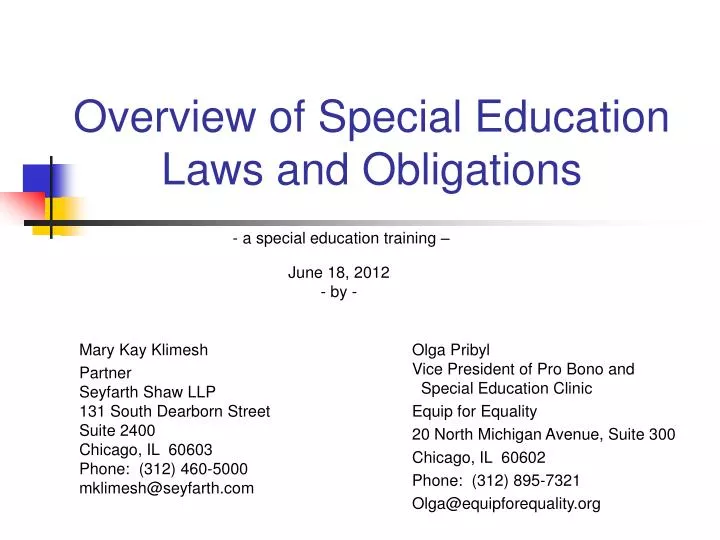 Ppt overview of special education laws and obligations powerpoint 