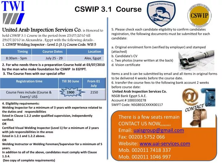 PPT CSWIP 3 1 Course PowerPoint Presentation ID:5009238 PPT CSWIP 3 1 Course PowerPoint Presentation ID:5009238