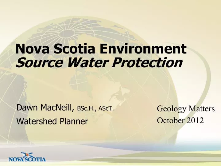 PPT Nova Scotia Environment Source Water Protection PowerPoint