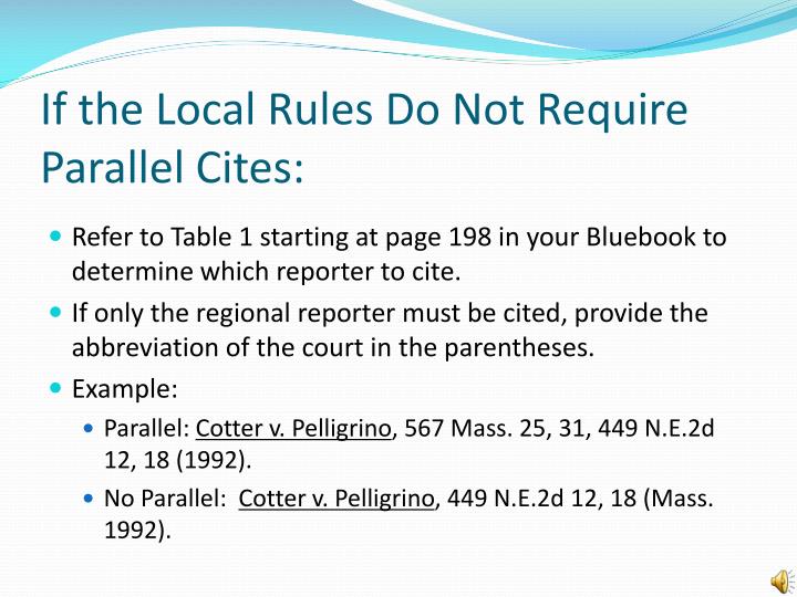 PPT String Citations, Parallel Citations, and Order of Authorities