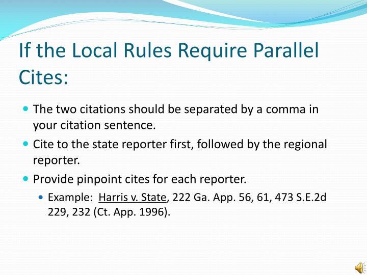 PPT String Citations, Parallel Citations, and Order of Authorities