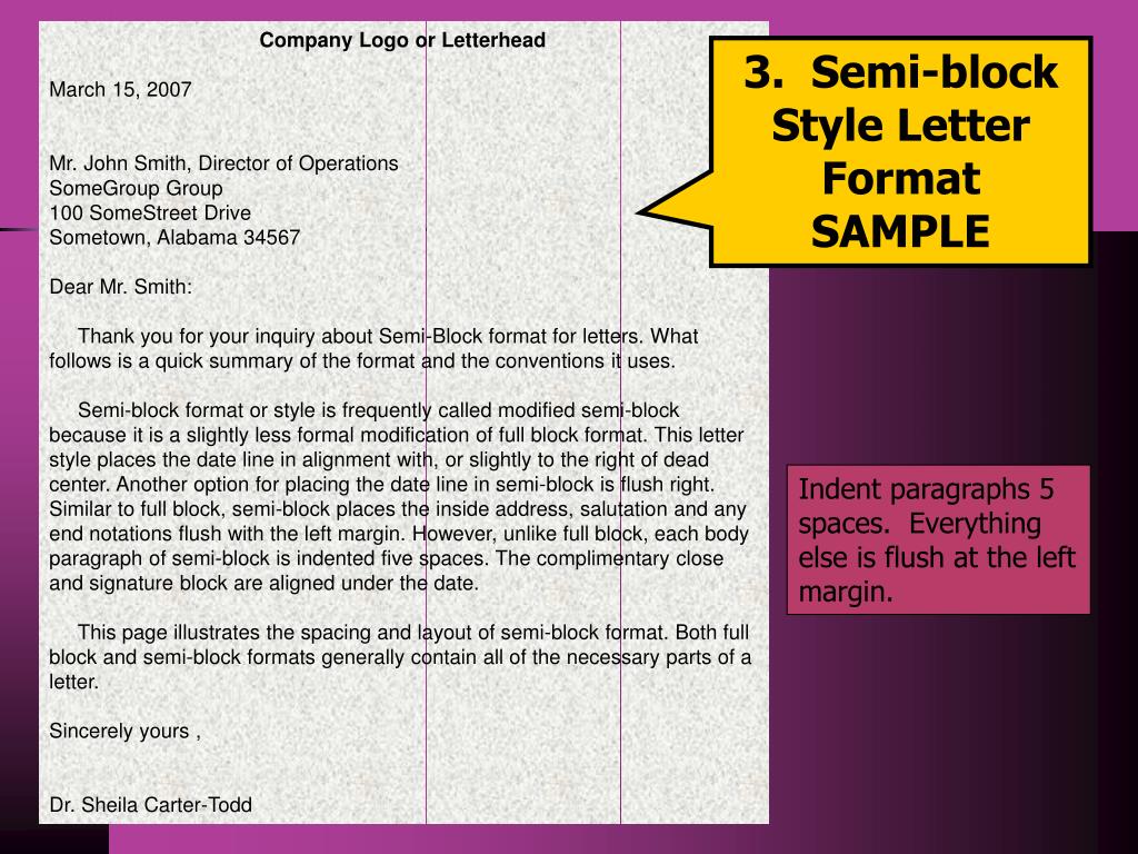 Sample Semi Block Letter / Letter Formal Application Sample Format