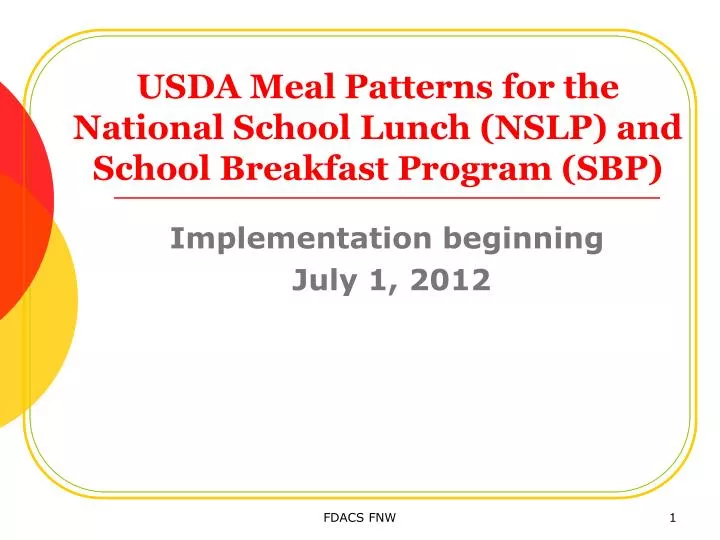 PPT USDA Meal Patterns for the National School Lunch (NSLP) and