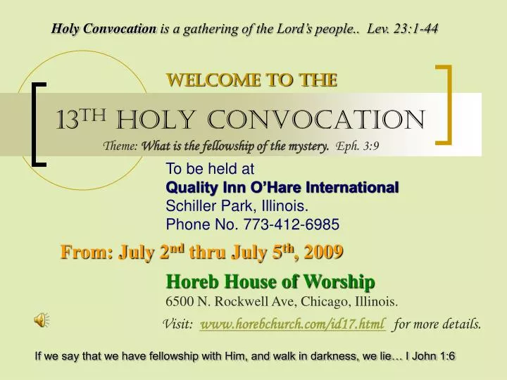 13 th holy convocation n.