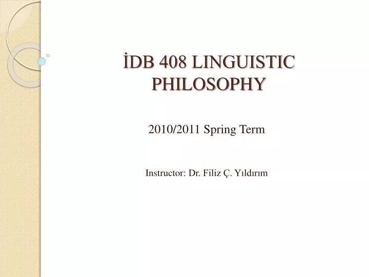 db 408 linguistic philosophy n.