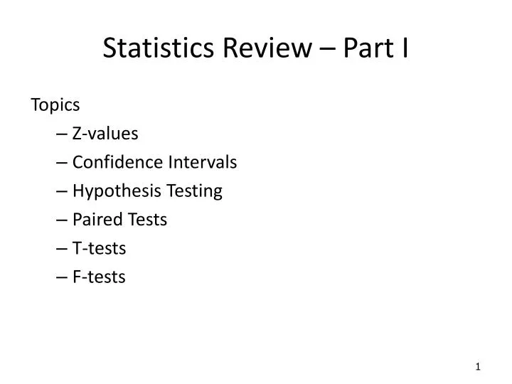 statistics review part i n.