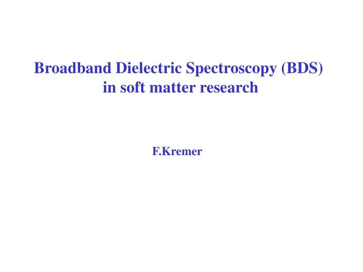 broadband dielectric spectroscopy kremer