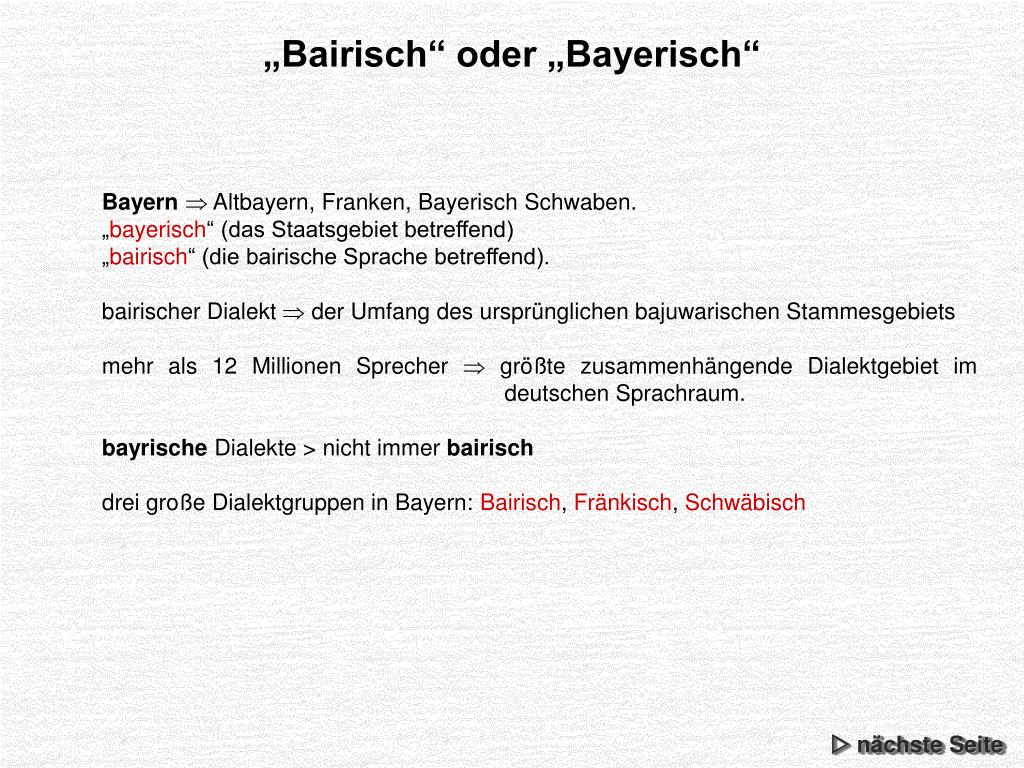PPT - „Bairisch“ oder „Bayerisch“ PowerPoint Presentation, free download -  ID:5023889