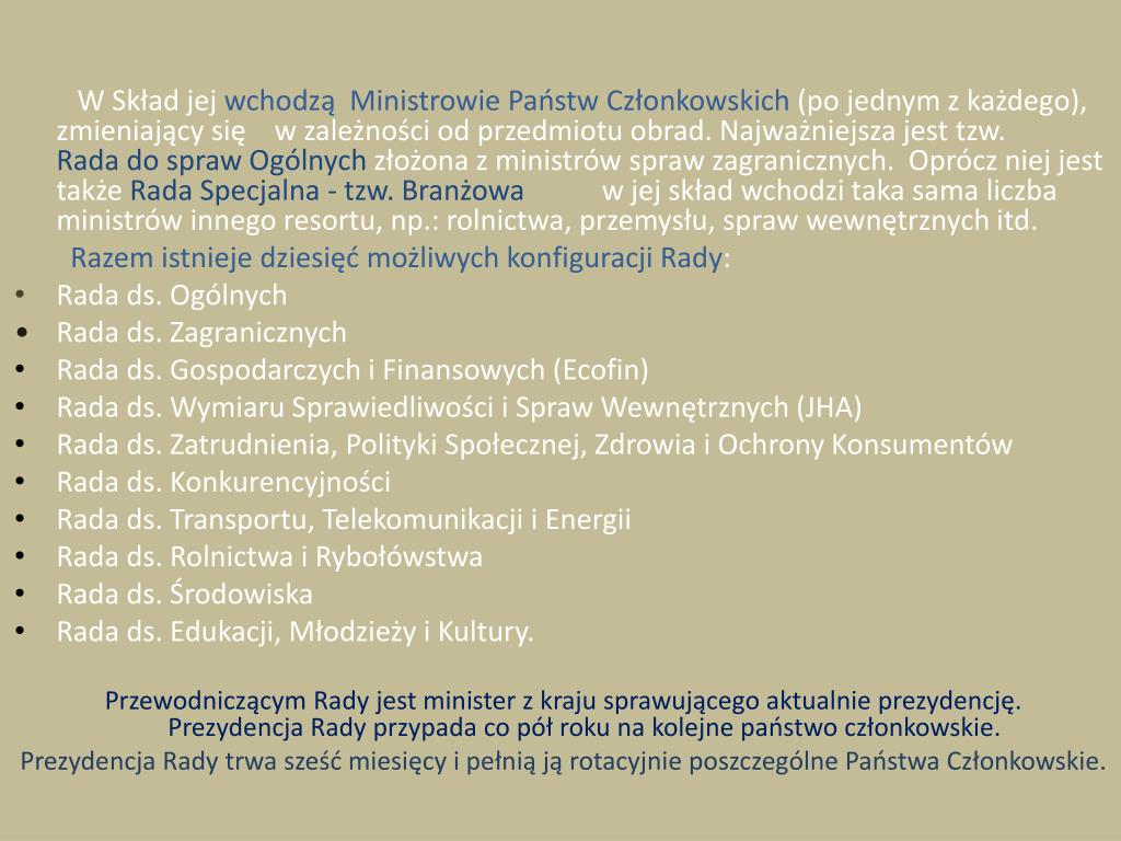 W Skład Rady Unii Europejskiej Wchodzą Przywódcy Państw Członkowskich PPT - SKŁAD RADY UNII EUROPEJSKIEJ PowerPoint Presentation, free