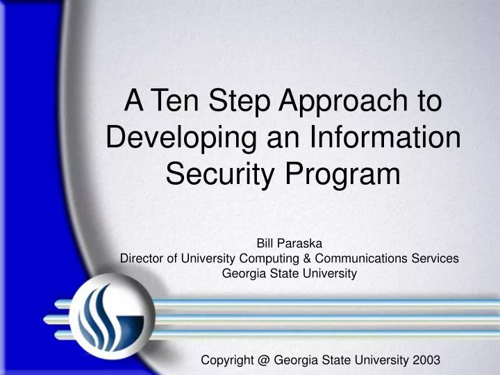 developing the security program developing the security program