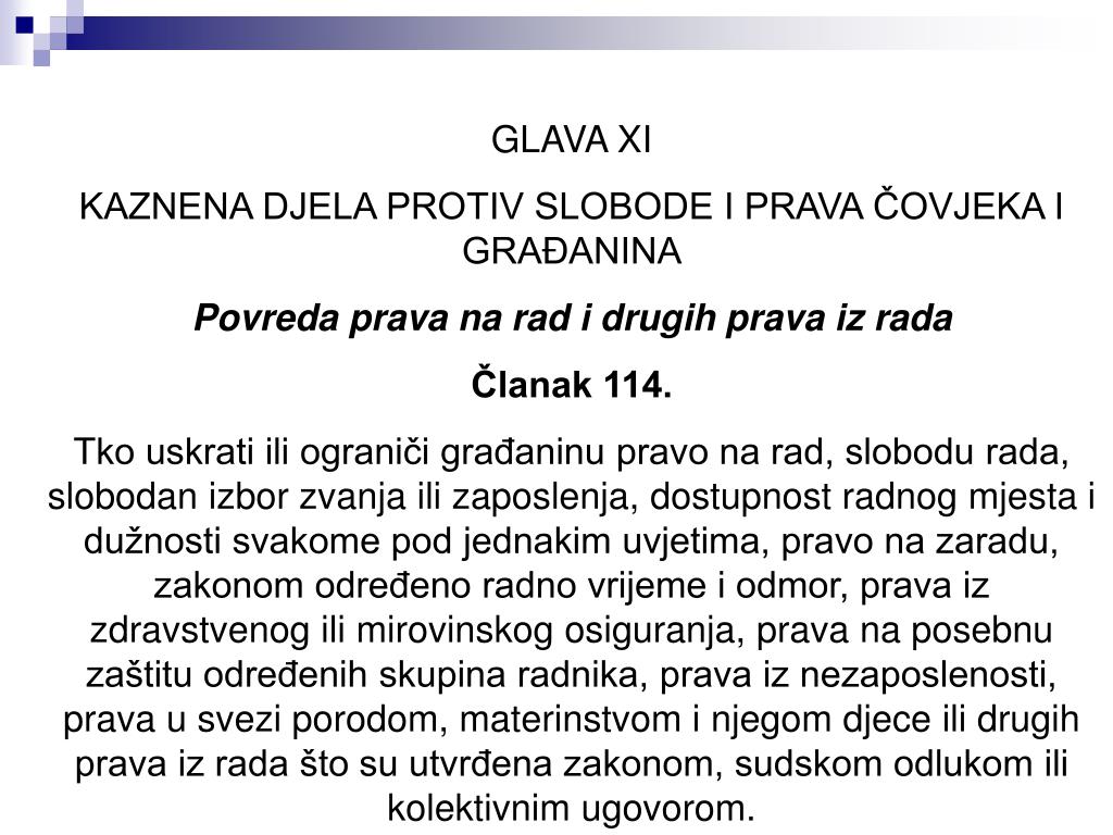 PPT - Otkaz ugovora o radu i zaštita prava iz radnog ...