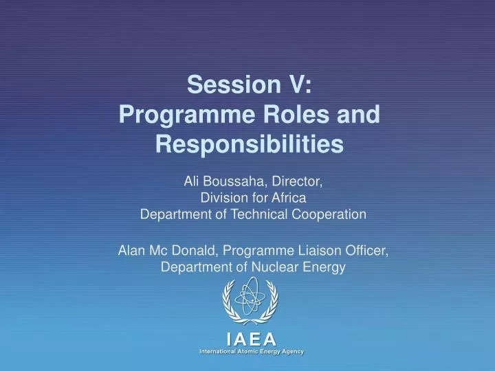 PPT - Session V: Programme Roles and Responsibilities PowerPoint ...