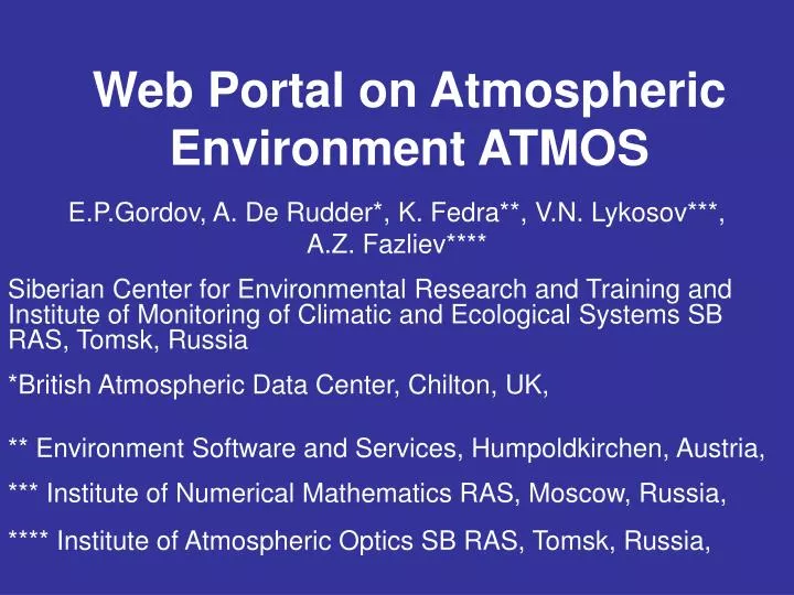 web portal on atmospheric environment atmos n.