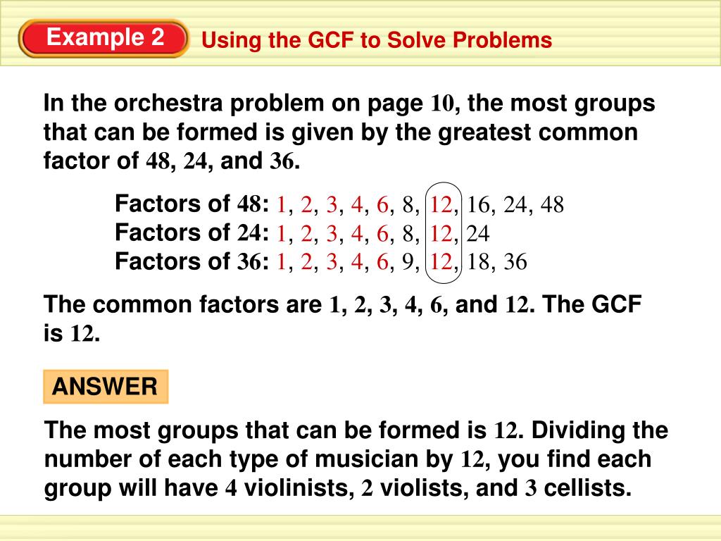 problem solving on gcf
