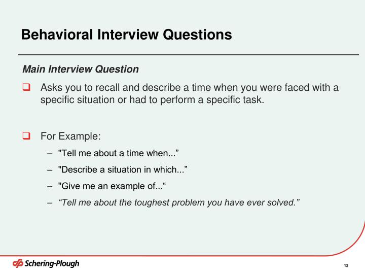 describe a time interview questions