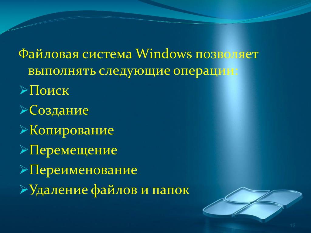 Операции файловой системы. Файловая система Windows. Система удаления файлов это.