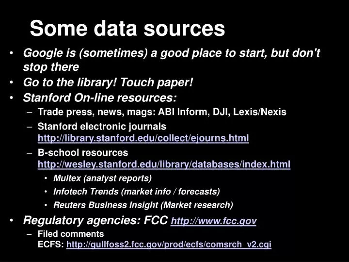 some data sources n.