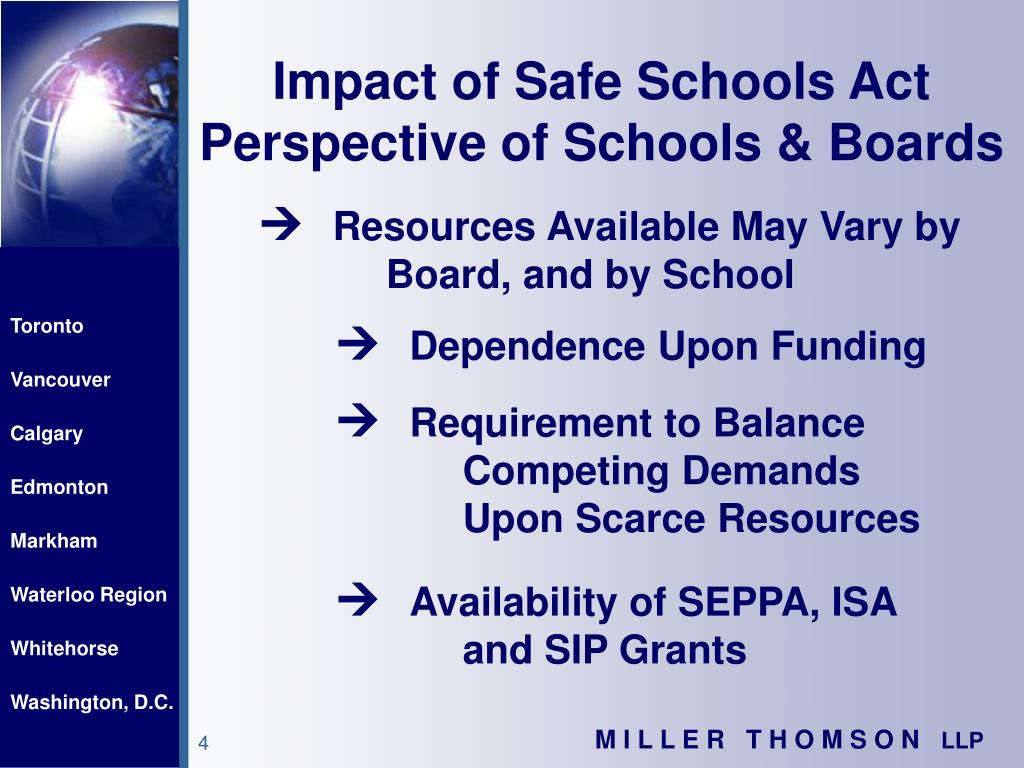 PPT IMPACT OF SAFE SCHOOLS ACT Perspective of Schools and Boards