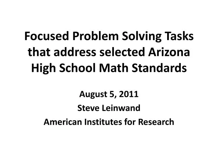 PPT Focused Problem Solving Tasks That Address Selected Arizona High Ppt focused problem solving tasks that address selected arizona high