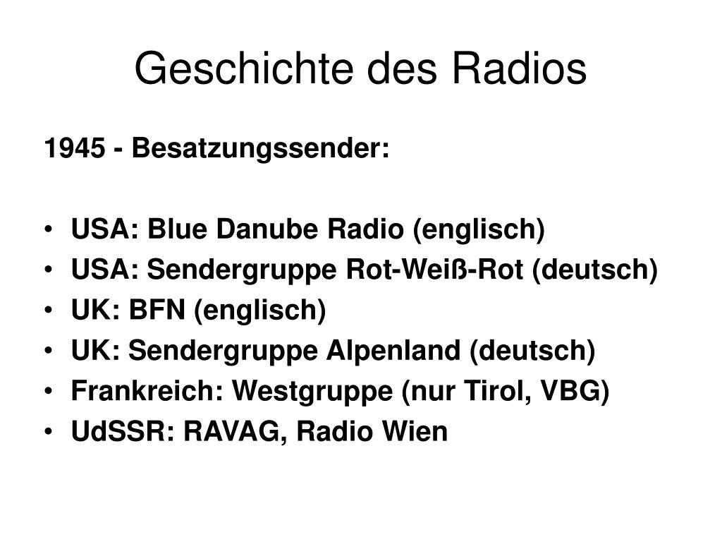 PPT - Geschichte des Radios PowerPoint Presentation, free download -  ID:5057110