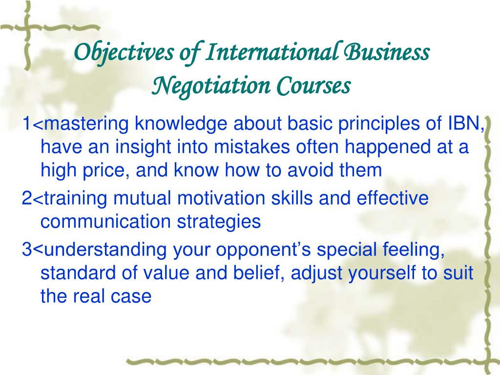 international business negotiation assignment