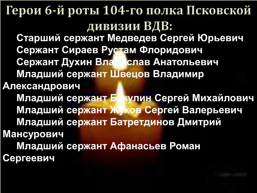 6 рота список. 6 Рота 104 полка 76-й дивизии. Подвиг 6 роты 104 полка Псковской. 6 Рота Вечная память. 6 Рота псковских десантников.