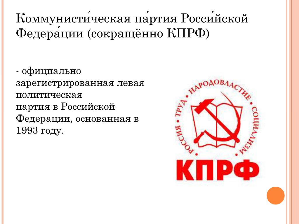 Кпрф презентация о партии