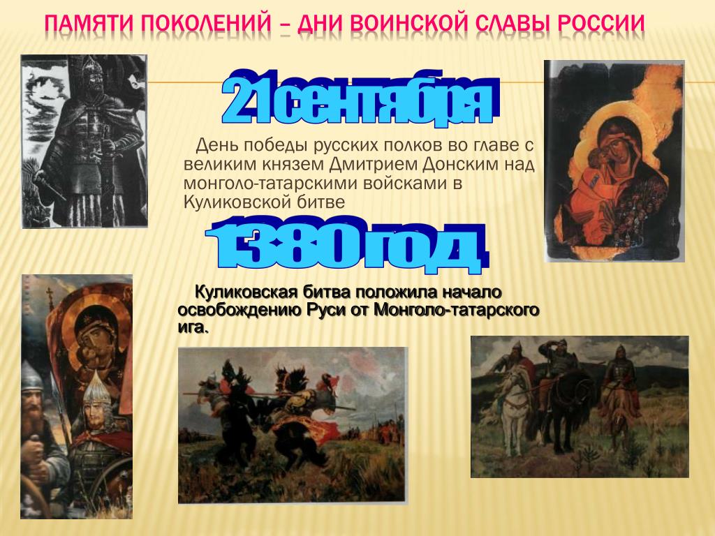 Память поколений дни воинской славы россии