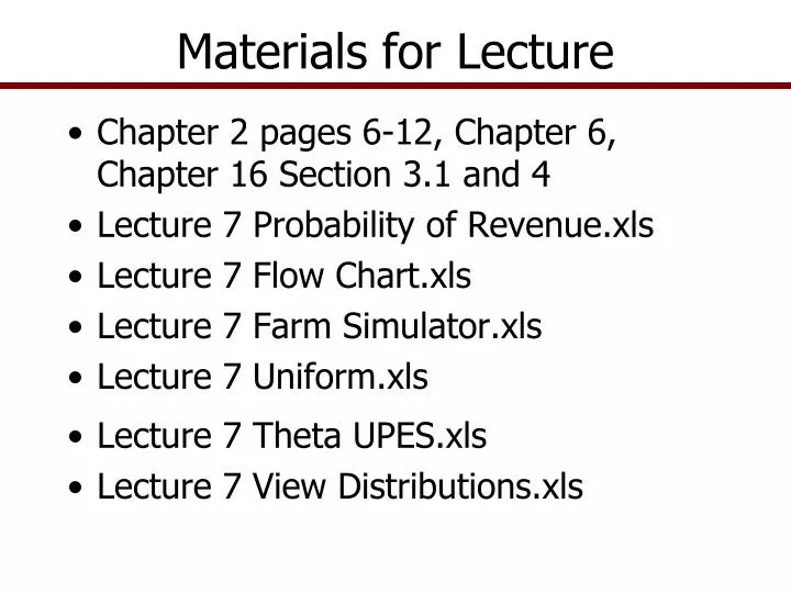 materials for lecture n.