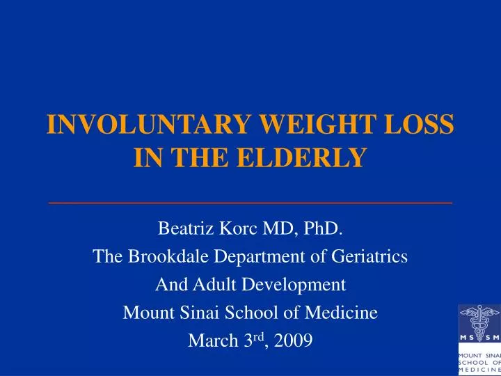 involuntary weight loss in the elderly n.