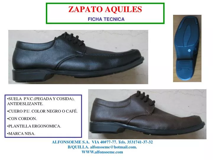 PPT ZAPATO AQUILES FICHA TECNICA PowerPoint Presentation, free download - ID:5073539