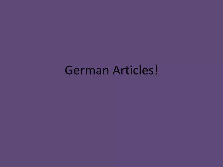 german articles n.