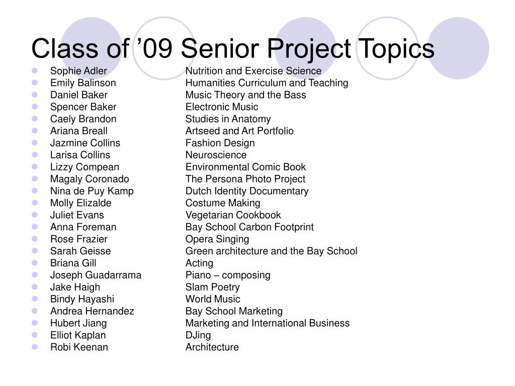 senior project essay topics