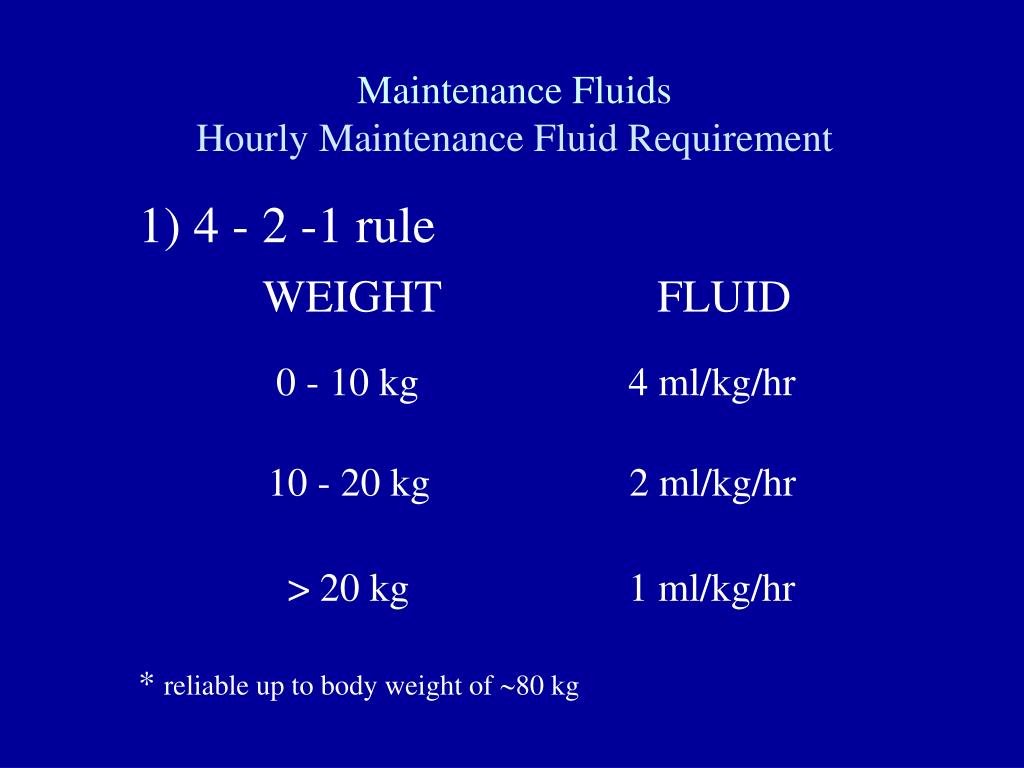 Rch maintenance fluid calculator