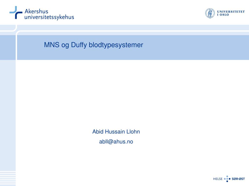 PPT - MNS Duffy blodtypesystemer PowerPoint Presentation, -