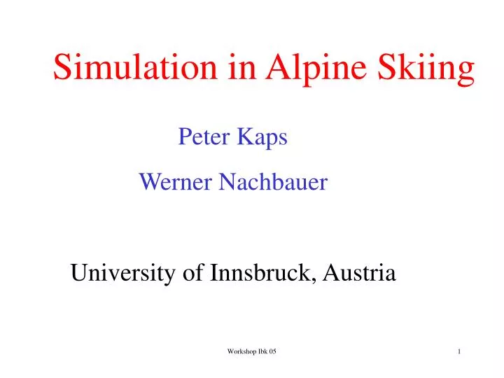 simulation in alpine skiing n.