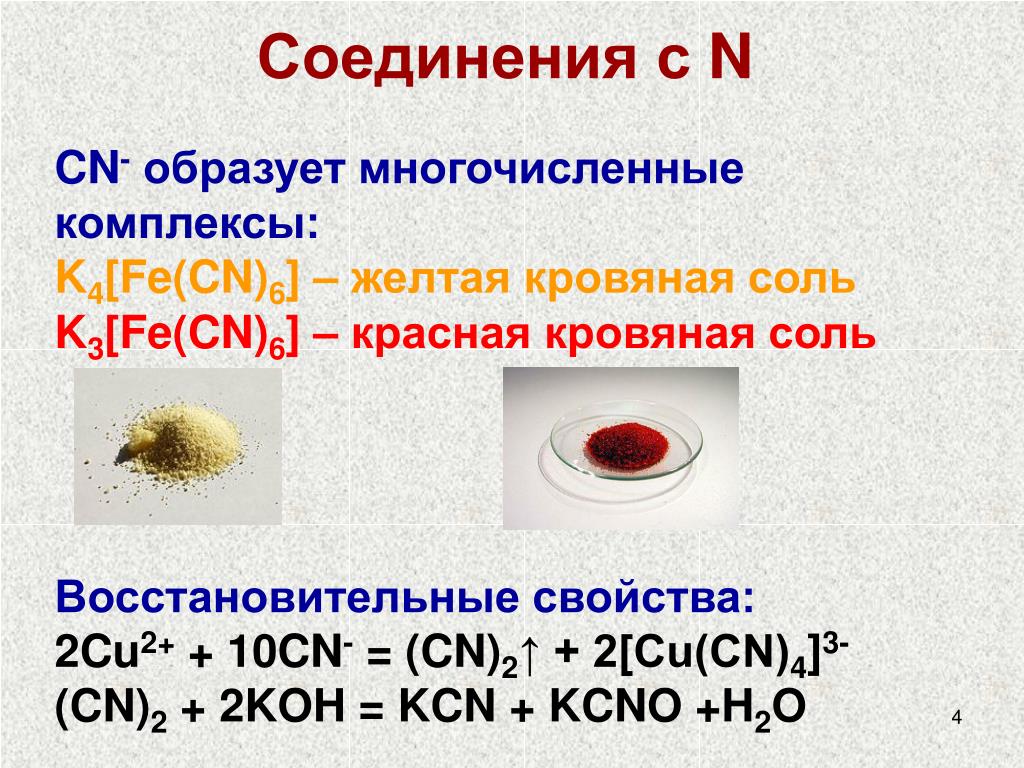 Образует соединения калий. Красная кровяная соль соль. Желтой кровяной солью k4[Fe(CN)6]. Красная кровяная соль и желтая кровяная соль. Жёлтая кровяная соль формула.
