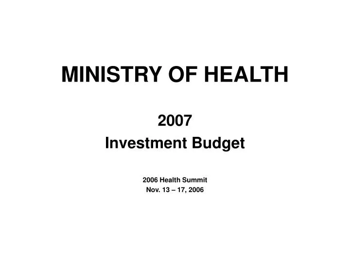 ministry of health n.