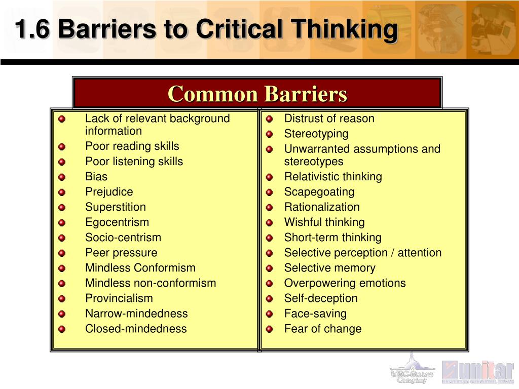 10 barriers of critical thinking