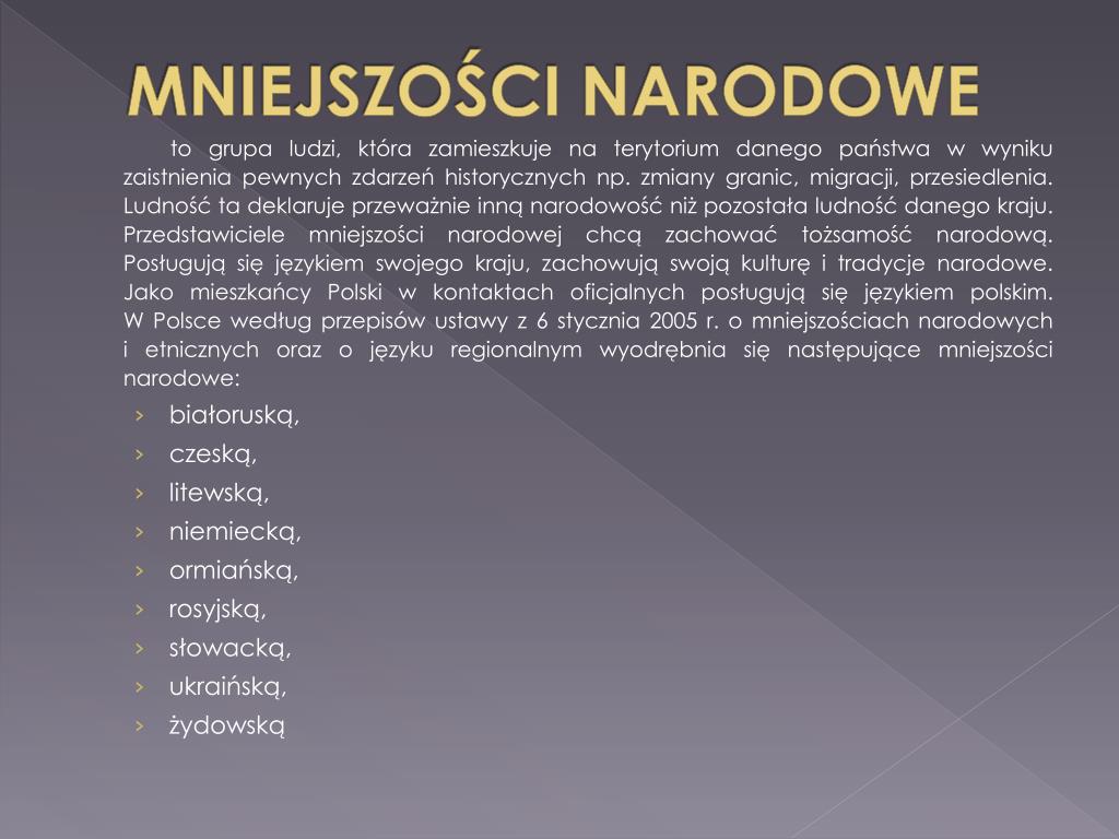 Język Mniejszości Narodowej Co To Znaczy PPT - MNIEJSZOŚCI NARODOWE W POLSCE PowerPoint Presentation, free